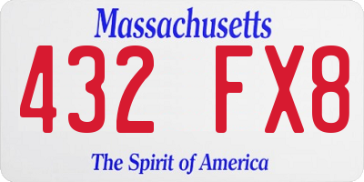 MA license plate 432FX8