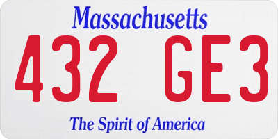 MA license plate 432GE3