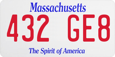 MA license plate 432GE8