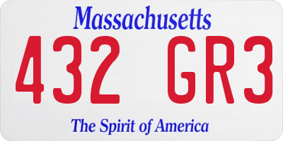MA license plate 432GR3