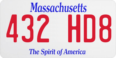 MA license plate 432HD8