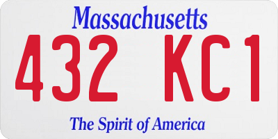 MA license plate 432KC1