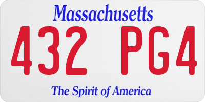 MA license plate 432PG4