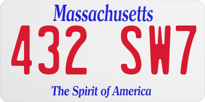 MA license plate 432SW7