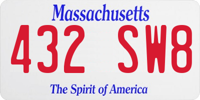 MA license plate 432SW8