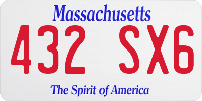 MA license plate 432SX6