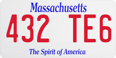 MA license plate 432TE6