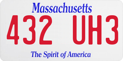 MA license plate 432UH3