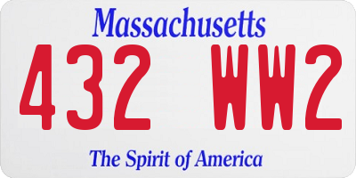 MA license plate 432WW2