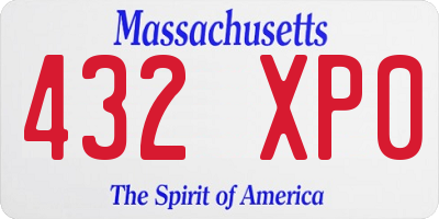 MA license plate 432XP0