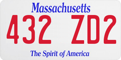 MA license plate 432ZD2