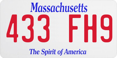 MA license plate 433FH9