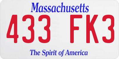 MA license plate 433FK3