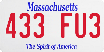 MA license plate 433FU3