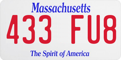 MA license plate 433FU8