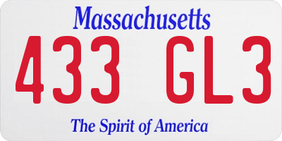 MA license plate 433GL3