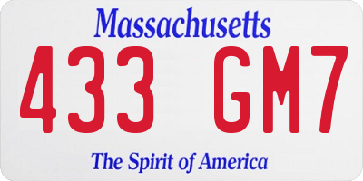 MA license plate 433GM7