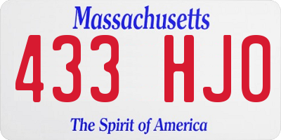 MA license plate 433HJ0