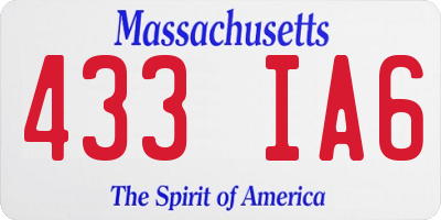 MA license plate 433IA6
