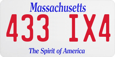 MA license plate 433IX4