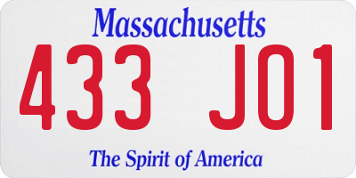 MA license plate 433JO1