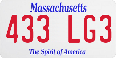 MA license plate 433LG3