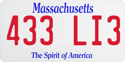 MA license plate 433LI3