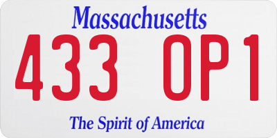 MA license plate 433OP1