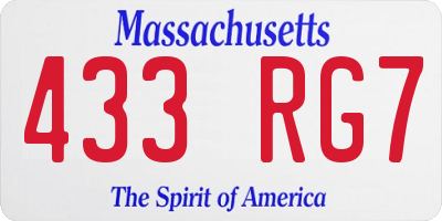 MA license plate 433RG7