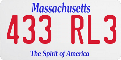 MA license plate 433RL3