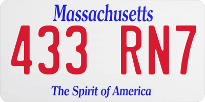 MA license plate 433RN7