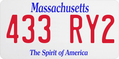 MA license plate 433RY2