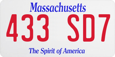 MA license plate 433SD7