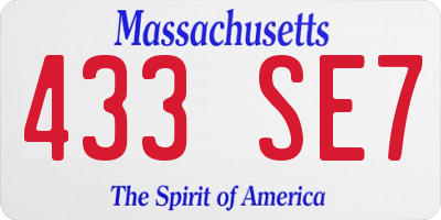 MA license plate 433SE7