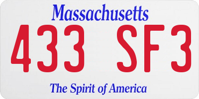 MA license plate 433SF3