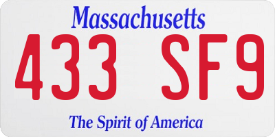 MA license plate 433SF9