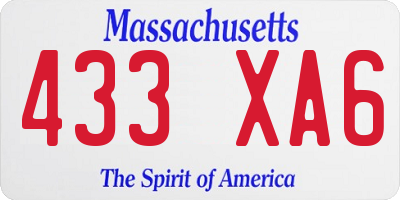 MA license plate 433XA6