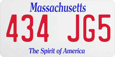 MA license plate 434JG5