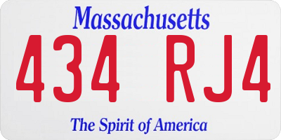 MA license plate 434RJ4