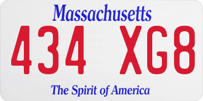 MA license plate 434XG8
