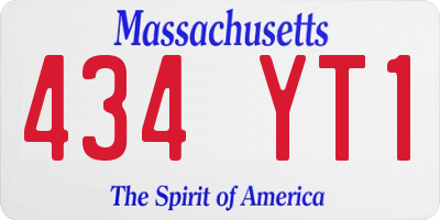 MA license plate 434YT1