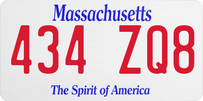 MA license plate 434ZQ8