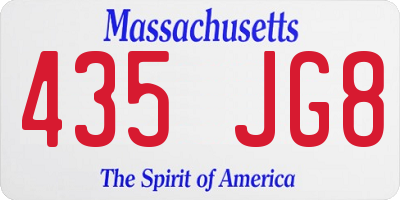 MA license plate 435JG8