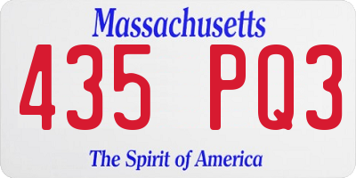 MA license plate 435PQ3