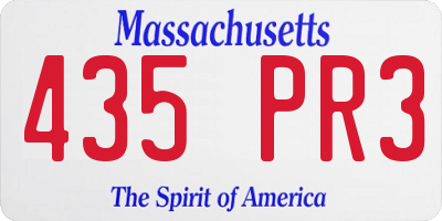 MA license plate 435PR3