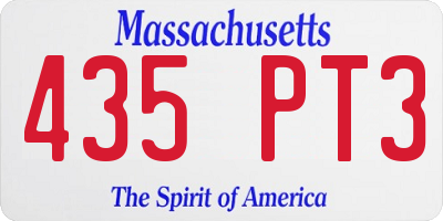 MA license plate 435PT3