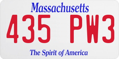 MA license plate 435PW3