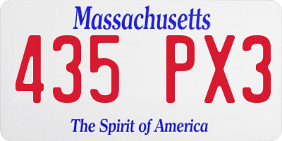 MA license plate 435PX3