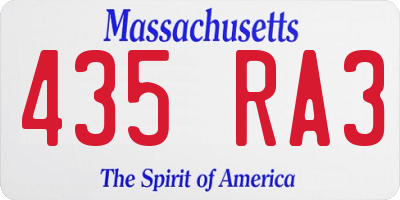 MA license plate 435RA3