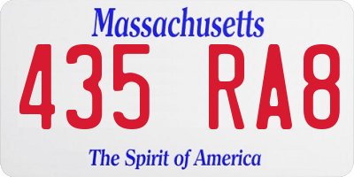 MA license plate 435RA8